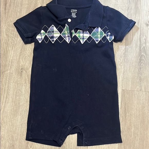 4/$20 Gymboree Navy Blue Baby Romper with Argyle Pattern - Picture 1 of 1